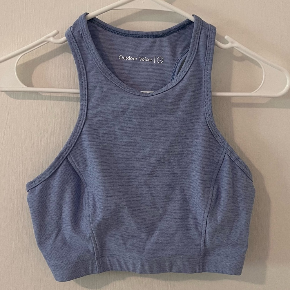 Outdoor Voices Sports Bra High Neck Racerback Periwinkle Small NWOT